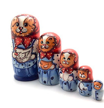 Load image into Gallery viewer, Orange Cat with Chicken Nesting Dolls Russian Hand Carved Hand Painted 5 Piece Matryoshka Set

