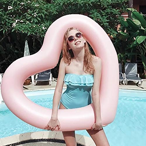 Cartoon Anime Keychain Swimming Rings laps Giant Pool Party Lifebuoy Float Mattress Swimming Circle Pink Red 90cm (Color : Pink)