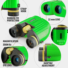 Load image into Gallery viewer, Binoculars for Kids  8X22 Kids Binoculars Boys, Girls - Shockproof  Boys Toys Age 3-14  Birthday Present  Holiday Toy List 2021 for Boys with High Resolution (Green)
