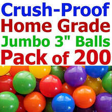 Load image into Gallery viewer, Pack of 200 Jumbo 3&quot; Home Grade Ball Pit Balls - 5 Bright Colors; Crush-Proof; Air-Filled; Phthalate n BPA Free; Non-Toxic; Non-Recycled Plastic (200 Home Grade Balls)

