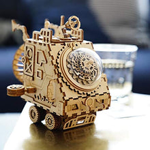 Load image into Gallery viewer, FEANG Planet Exploration Spaceship Music Box Wooden DIY Handmade Puzzle Assembly Mechanical Windup Musical Box Gift for Kids and Friends
