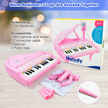 Load image into Gallery viewer, Litaonner Pink Piano- Toys for 1+ Year Old Girls Gifts, 24 Keys Toddler Piano Keyboard Musical with Microphone, Kids Piano Toys for 2 Year Old Girls Birthday and Xmas Gift
