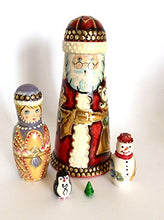 Load image into Gallery viewer, Santa with Mrs Claus and Friends Nesting Dolls 5 Piece Matryoshka Set
