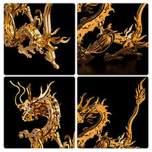 Load image into Gallery viewer, XSHION 3D Metal Puzzle Dragon Model, DIY Assembly Mechanical Animal Model Stainless Steel Building Kit Jigsaw Puzzle Brain Teaser, Desk Ornament Golden Dragon 694199JVWJXW415
