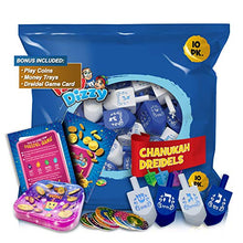 Load image into Gallery viewer, Izzy &#39;n&#39; Dizzy Hanukkah Dreidels - Blue and White Wooden Dreidel - 10 Pack Medium - Hand Painted - Game Instructions Included
