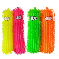 NUOBESTY 4pcs Caterpillar Puffer Toys Puffer Worms Light up Puffer Ball Sensory Squeeze Ball Gifts for Kids Adults New Year Birthday Party Favors (Random Color)