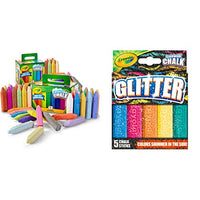 Crayola Washable Sidewalk Chalk Set, Outdoor Toy, Gift for Kids, 72 Count [Amazon Exclusive] & Outdoor Chalk, Glitter Sidewalk Chalk, Summer Toys, 5 Count