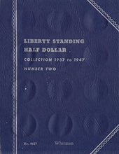 Load image into Gallery viewer, 1937-1947 LIBERTY WALKING HALF DOLLARS NUMBER TWO &quot;Whitman&quot; cover USED WHITMAN No 9027 COIN; Album, Binder, Board, Book, Card, Collection, Folder, Holder, Page, Portfolio, Publication, Set, Volume
