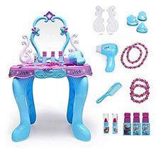 Load image into Gallery viewer, BUYT Vanity Table Set Princess Themed Vanity Girls Set with Fashion and Makeup Accessories Princess Dressing Table Pre-Kindergarten Toys Dressing Makeup Table
