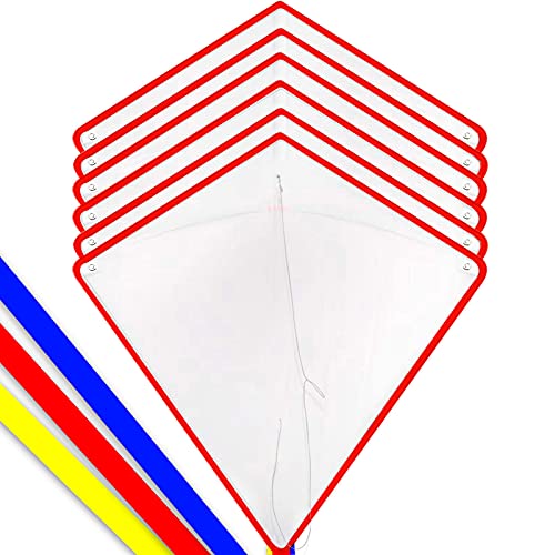 HENGDA KITE DIY Blank Painting Kite for Kids & Adults, Kite Making Kit Bulk, Decorating Coloring Kite Party Pack-Single Line-Come with Handles and Strings-White Diamond Kites(6 Pack)