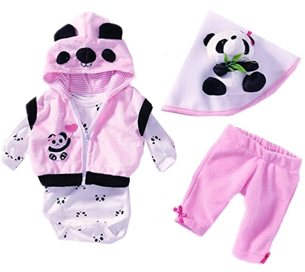 Reborn Baby Doll Clothes Girl 20-22 Inches Reborn Newborn Dolls Outfits Accessories Panda Suits 5 Piece
