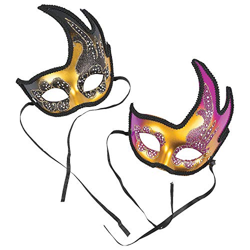 Fun Express Winged Mardi Gras Masks (Set of 6) Apparel Accessories