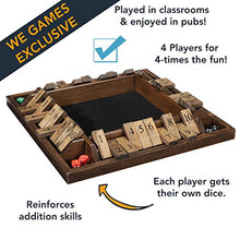 Load image into Gallery viewer, WE Games 4-Player Shut The Box - Wooden Board Game with Dice for The Classroom, Home or Pub - Large
