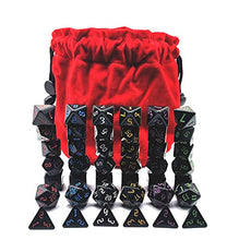 Load image into Gallery viewer, DND Dice Bag Large dice Bag Tabletop Game Pouch Red Velvet dice Bag with 6 Black dice Sets
