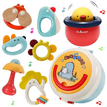 Load image into Gallery viewer, Baby Rattle Teether Set with Wobble Toy, Grab Shaker and Spin Rattle Toy with Storage Box, Interactive Early Educational Rattles Baby Newborn Gift for 3 6 9 12 Month Infant, Boys, Girls
