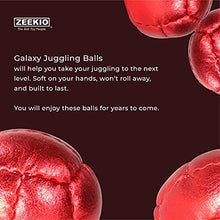 Load image into Gallery viewer, Zeekio Juggling Balls Premium Galaxy - [Pack of 3], Synthetic Leather, Millet Filled, 12-Panel Leather Balls, 130g Each, 62mm, Metallic Red
