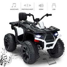 Load image into Gallery viewer, JOYLDIAS 2 Seater Kids ATV, 12V Electric Ride On ATV Kids, 4-Wheeler Quad with Music, Horn, USB, High/Low Speeds, Treaded Tires, LED Lights, White
