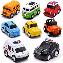 Load image into Gallery viewer, Metal Pull Back Cars, Up Grade 8 Pack Kids Die-cast Alloy Toy Vehicles Friction Powered Toy Monster Trucks Buses for Toddlers &amp; Boys, Pull Back Cars for Aged 3-14 Year Old Children
