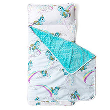 Load image into Gallery viewer, JumpOff Jo  Toddler Nap Mat  Childrens Sleeping Bag with Removable Pillow for Preschool, Daycare, Sleepovers  Original Design: Unicorn Pixie Dust - 43 x 21 inches
