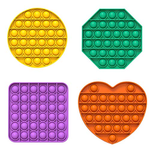 Boxgear Fidget Pack Pop Pop, 4pcs Pop Up Fidget Toys for Kids and Adults, Stress Relief Fidgets, Anti Stress Squeeze Toys (Yellow+Orange+Purple+Green)