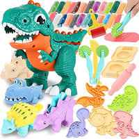 Dinosaur Playdough Sets for Toddlers, 41 Pack Play Dough Tools Accessories with Modeling Clay Rolling Pins Cutters, Dinosaur Toys for Kids Jurassic Games for Boys Girls Party Gift with a Storage Box