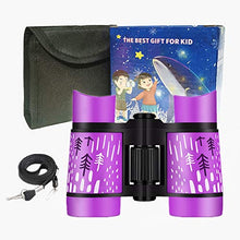 Load image into Gallery viewer, Binoculars for Kids, Best Gifts Toy Binoculars for 3-12 Years Boys Girls and Toddler,High-Resolution Real Optics Rubber Kids Binoculars Shockproof Folding for Travel, Camping, Birding (Purple)
