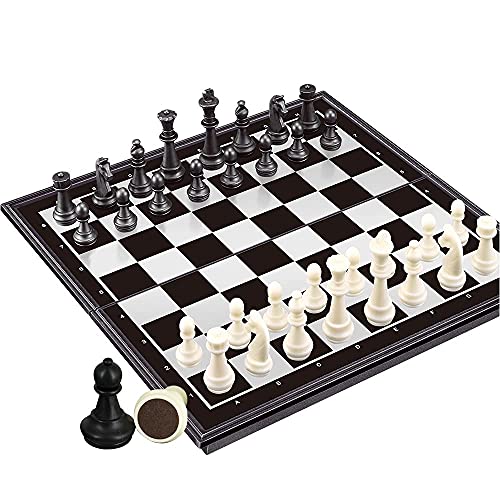 3 in 1 Chess Checkers Backgammon Set, Magnetic Chess Travel Magnet Chess with Folding Case 9.8 inches