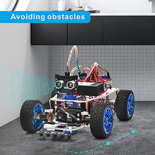 Load image into Gallery viewer, OSOYOO Servo Steering Robot Smart Car for Raspberry Pi | Compatible with Pi4 Model B 3B + | Multifunctional Electronic Robotic DIY kits for Teens and Adults | Learn Python Programming &amp; Create Circuit
