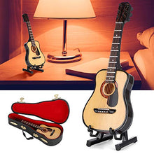 Load image into Gallery viewer, EBTOOLS Wooden Miniature Guitar, Mini Guitar Model with Stand and Case Miniature Dollhouse Model Home Decoration Ideal Gift for Kids
