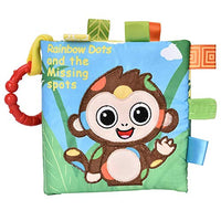 Infant Cloth Book with Rattles Toy, Crinkly Sounds Interactive Toy Fabric Book for Baby Toddler Early Educational Visual Development (Monkey)