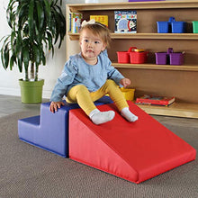 Load image into Gallery viewer, FDP-12365-BLRD SoftScape Playtime Step and Slide Climber for Infants and Toddlers, Colorful Beginner Soft Foam Structure for Indoor Active Play, Crawling, Climbing, Sliding (2-Piece Set) - Blue/Red

