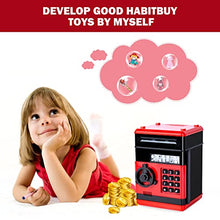 Load image into Gallery viewer, Subao Piggy Bank Girls ATM Piggy Bank for Kids Real Money Auto Scroll Paper Money Safe for Cash Saving Mini Coin Bank with Digital Password Girls Toys 8-10 Years Old (Red)
