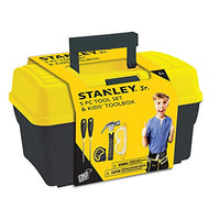 Stanley Jr. - Tool Box and 5 pcs Set of Tools, Tool Set Ages 5+ (TBS001-05-SY), Mixed