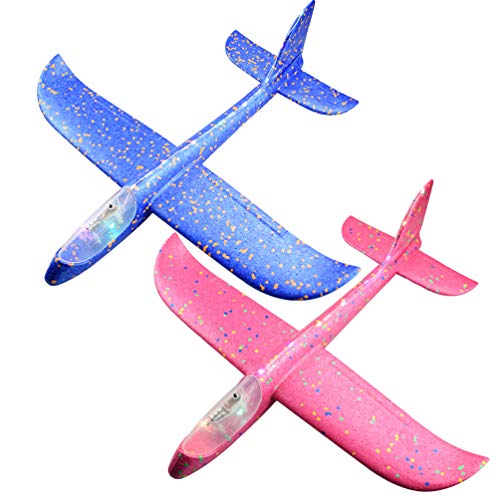 NUOBESTY Foam Airplane Hand Throwing Plane Flying Glider Aircraft Model Toys for Kids Children Outdoor Playing 2pcs (Random Color)