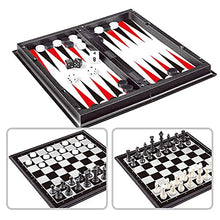 Load image into Gallery viewer, 3 in 1 Chess Checkers Backgammon Set, Magnetic Chess Travel Magnet Chess with Folding Case 9.8 inches
