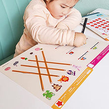 Load image into Gallery viewer, Toyvian Preschool Writing Workbook Line Drawing Tracing Book Fine Motor Skill Toy Wooden Card Pen Control Educational Toy Purple
