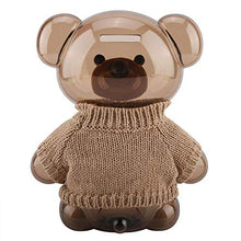 Load image into Gallery viewer, Valentine&#39;s Day Carnival Cute Bear Piggy Bank Coin Box Bank Coin Box Children Pig Money Cartoon Clothes Bear Plastic Transparent(Cream-Colored)
