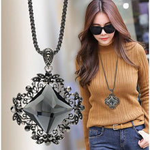 Load image into Gallery viewer, Fashion Clothes Accessory Sweater Pendants Gray Crystal Long Sweater Chain Pendant Necklace
