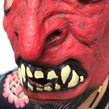 Load image into Gallery viewer, JQWGYGEFQD Halloween Horror Grimace Monster Mask Party Show Red Devil Horn Mask Halloween Party Rubber Latex Animal mask, Novel Ha
