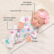 Load image into Gallery viewer, Ecore Fun 10 inch Newborn Reborn Baby Girl Doll and Clothes Set Realistic Washable Silicone Baby Doll with Soft White Elephant Pattern Clothes and Headband
