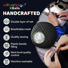 Load image into Gallery viewer, speevers Juggling Balls for Beginners and Professional 120g, XBalls Set of 3 Fresh Design - 5 Beautiful Uni Colors Available, 2 Layers of Net Carry Case, Choice of The World Champions (Black)

