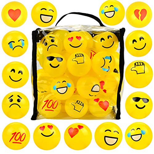 Youngever 60 Pack Pit Balls,Crush Proof Plastic Ball, Bright Colors Ball Pit, Fun and Educational (Yellow Emoji)