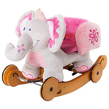 Load image into Gallery viewer, labebe - Plush Rocking Horse, Pink Ride Elephant, Stuffed Rocker Toy for Child 1-3 Year Old, Kid Ride On Toy Wooden, 2 In 1 Rocking Animal with Wheel for Infant/Toddler(Girl&amp;Boy),Nursery Birthday Gift
