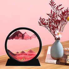 Load image into Gallery viewer, rysnwsu 3D Dynamic Sand Art Liquid Motion, Moving Sand Art Picture Round Glass 3D Deep Sea Sandscape in Motion Display Flowing Sand Frame Relaxing Desktop Home Office Work Decor (Red, 7&#39;&#39;)
