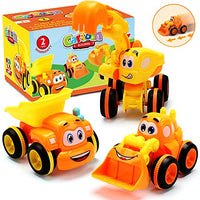 Toys for a 2 Year Old Boy - 3 Friction Powered Trucks for 2+ Year Old Boys, Push & Go Cars Cartoon Construction Vehicle Set - Best Toddler Boys Toys & Toy Trucks, Play Pull Back Car, Idea