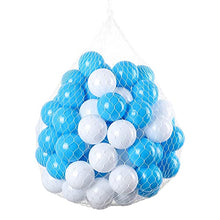Load image into Gallery viewer, Ball Pit Balls 100, 2.16 inch Black/Blue/Yellow/Green &amp; White 2 Color Mixed Plastic Toy Balls - Baby or Toddler Ball Pit, Balls for Ball Pit Play Tent, Baby Pool Party Decoration (02-Blue &amp; White)
