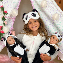 Load image into Gallery viewer, MY GENIUS DOLLS Clothes - Panda Onesie Pajama with Matching Sleepover Masks - Clothes for 18 inch Dolls Like Our Generation, My Life. Accessories for Slumber Party Favor
