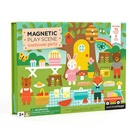 Petit Collage Animal Friends Magnetic Game Board with Mix & Match, Ideal for Ages 3+, Includes Mag Play Scene Treehouse Party, 74 Count