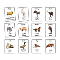 Farm Animals Flash Cards - 27 Laminated Flashcards | Homeschool | Montessori Materials | Multilingual Flash Cards | Bilingual Flashcards - Choose Your Language (Malayalam + English)