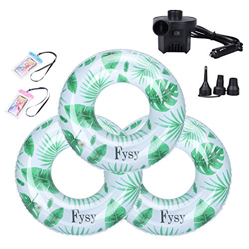 RRLOM Pool Floats Inflatable Swim Tubes Rings (3 Pack 3 Sizes), Fun Beach Floaties with Air Pump, Swimming Party Toys for Kids Adults Raft Floaties Toddlers